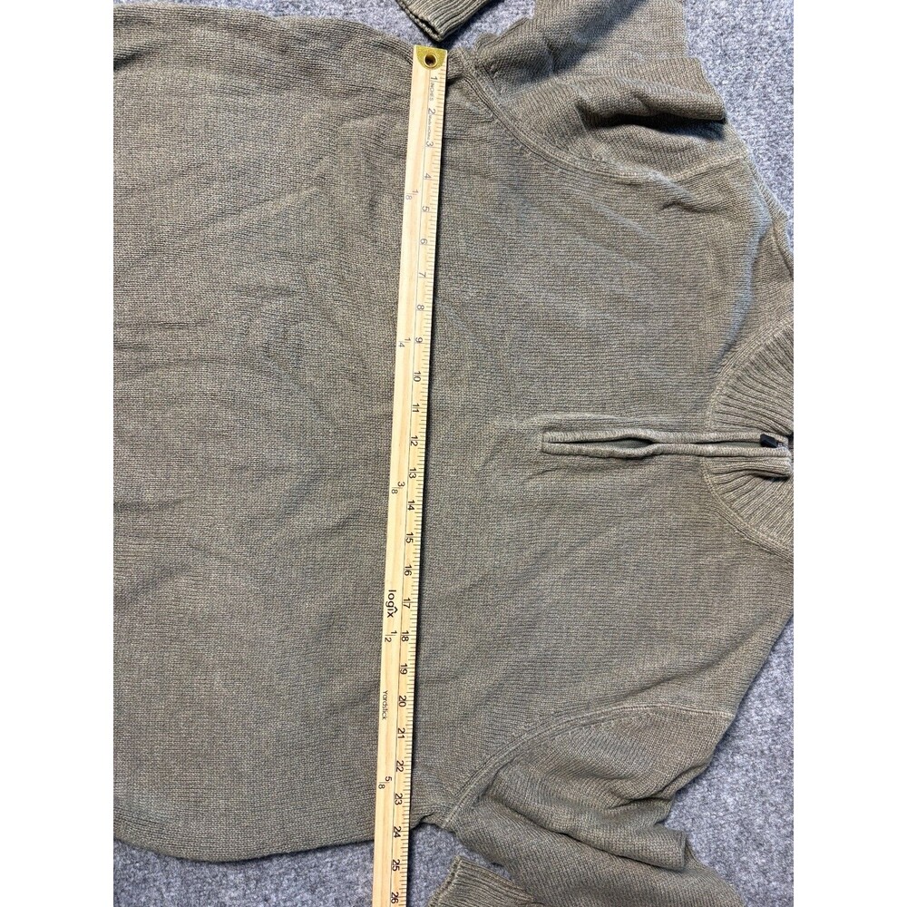 Eddie Bauer Sweater Mens 2 XL Green Cotton Knit Long Sleeve 1/4 Zip Pull Over - Picture 3 of 6